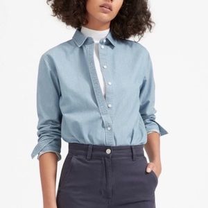 Everlane The Boxy Oxford Shirt Button Down Long Sleeve Light Blue Denim 00